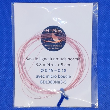 Bas de ligne à nœuds de 3.80 mètres et de vitesse normale conseillé pour les soies de 3 à 5
