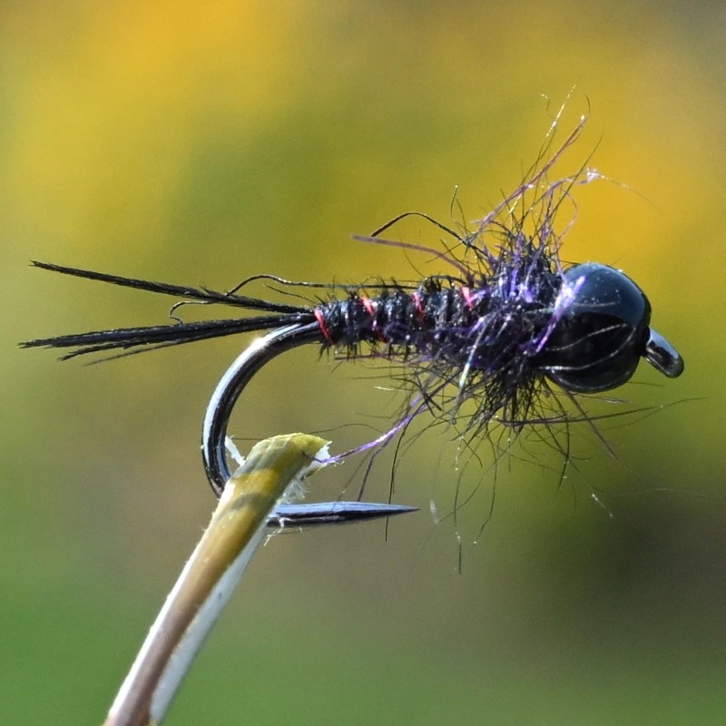 Nymphe Pheasant Tail noir avec bille noir métal