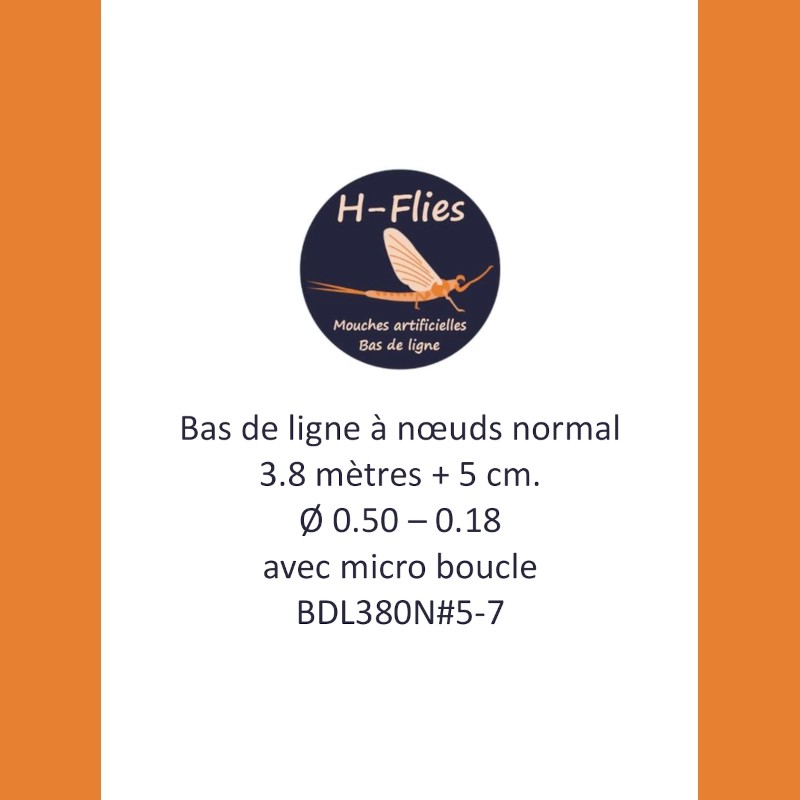Bas de ligne à nœuds de 3.80 mètres et de vitesse normale - soie 5-7 Bas de ligne à nœuds de 3.80 mètres et de vitesse normale - soie 5-7