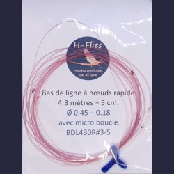 Bas de ligne à nœuds de 4.30 mètres et de vitesse rapide conseillé pour les soies de 3 à 5