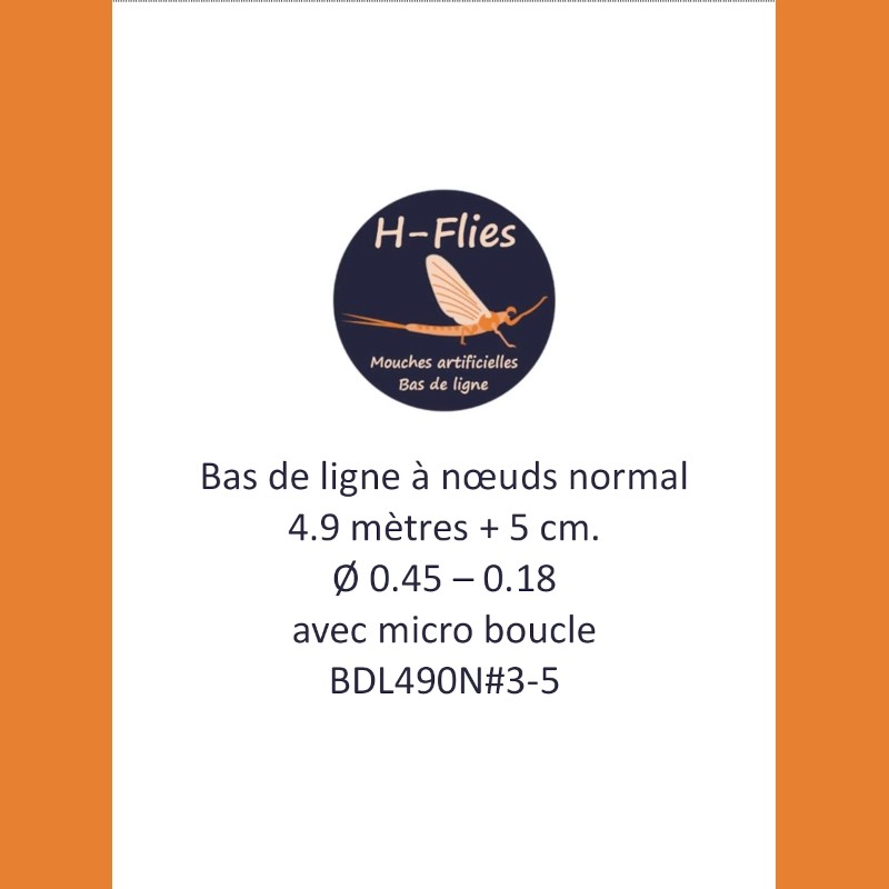 Bas de ligne à nœuds de 4.90 mètres et de vitesse normale - soie 3-5