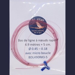 Bas de ligne à nœuds de 4.90 mètres et de vitesse rapide conseillé pour les soies de 3 à 5