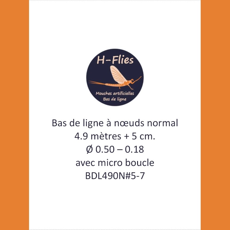 Bas de ligne à nœuds de 4.90 mètres et de vitesse normale - soie 5-7
