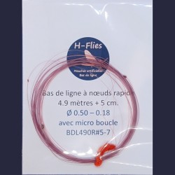 Bas de ligne à nœuds de 4.90 mètres et de vitesse rapide conseillé pour les soies de 5 à 7