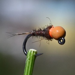 Mini Jig Pheasant Tail marron avec bille chocolat