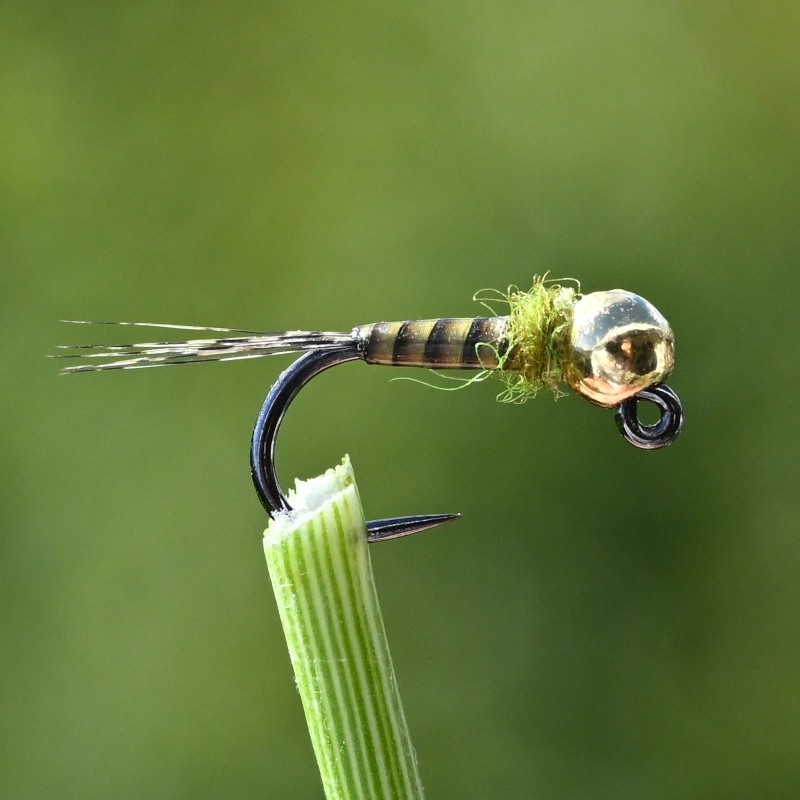 Mini Jig en Quill olive avec bille or Mini Jig en Quill olive avec bille or