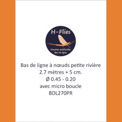 Bas de ligne à nœuds, pour la pêche à la mouche, de 2.70 mètres - soie 3-7