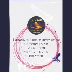 Bas de ligne à nœuds de 2.70 mètres et de vitesse normale conseillé pour les petites rivières